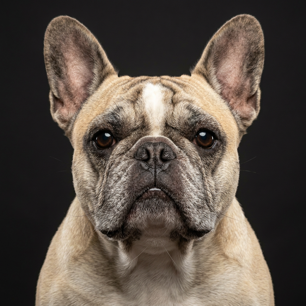 Boo, a French Bulldog, looking directly at the camera